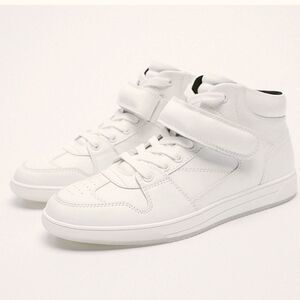 Zara real leather high top White sneakers
